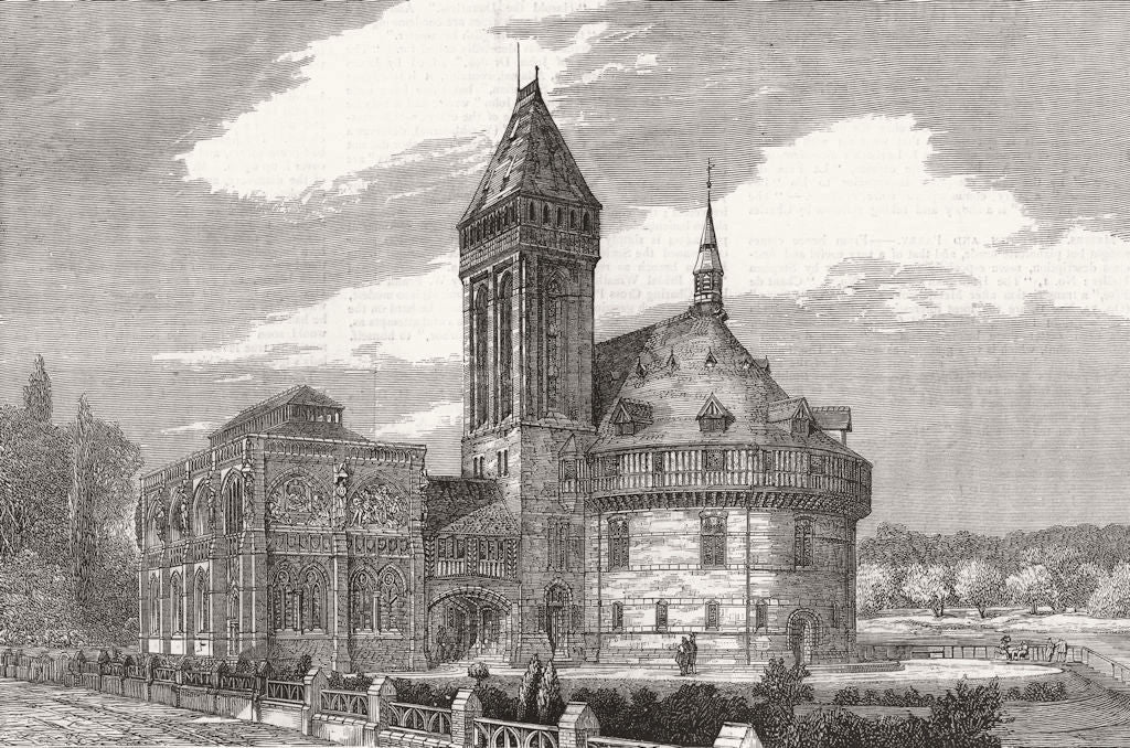 SHAKESPEARE. Planned memorial buildings, Stratford 1877 old antique print